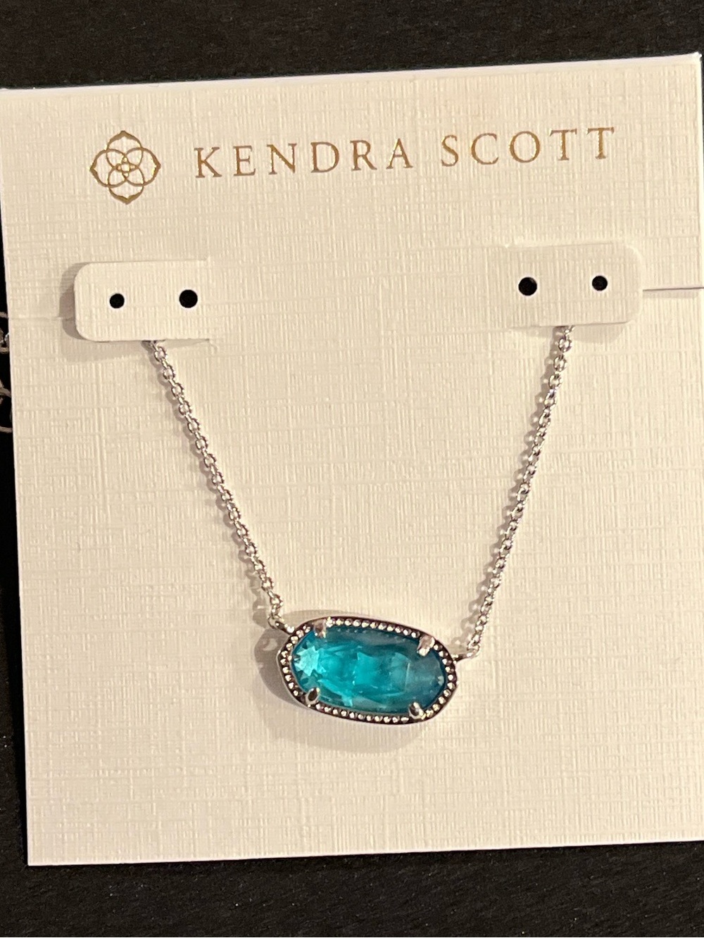 Kendra Scott Silver Turquoise Blue Elle Pendant Necklace